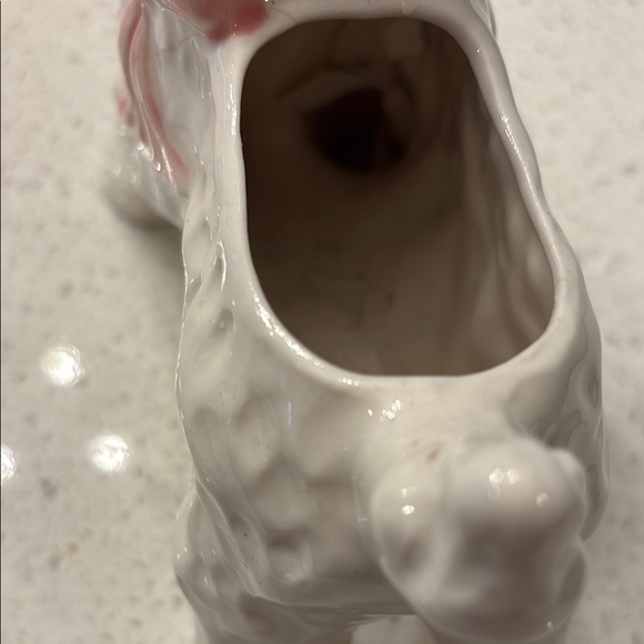 Vintage Ceramic Lamb Planter Pink Bow, Mid Century, Nursery Baby Decor - Picture 4 of 8